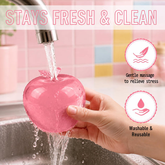 Apple Squishy,Pink Apples Squishy Shaped Stress Balls,Slow Rebound Clear Fruit Squeeze Fidget Toy Anxiety Relief Soft Stress Ball Pinch Sensory Toy