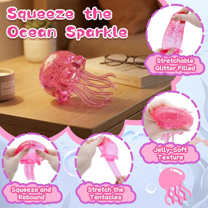 Jellyfish Squishy Squeeze Toys for Boys Girls, Ultra Soft Sensory Fidget Toys for Kids Adults, Slow Rise Stress Balls Stress Relief for Autism, Office Desk Toys Party Favors Birthday Gifts (Pink)