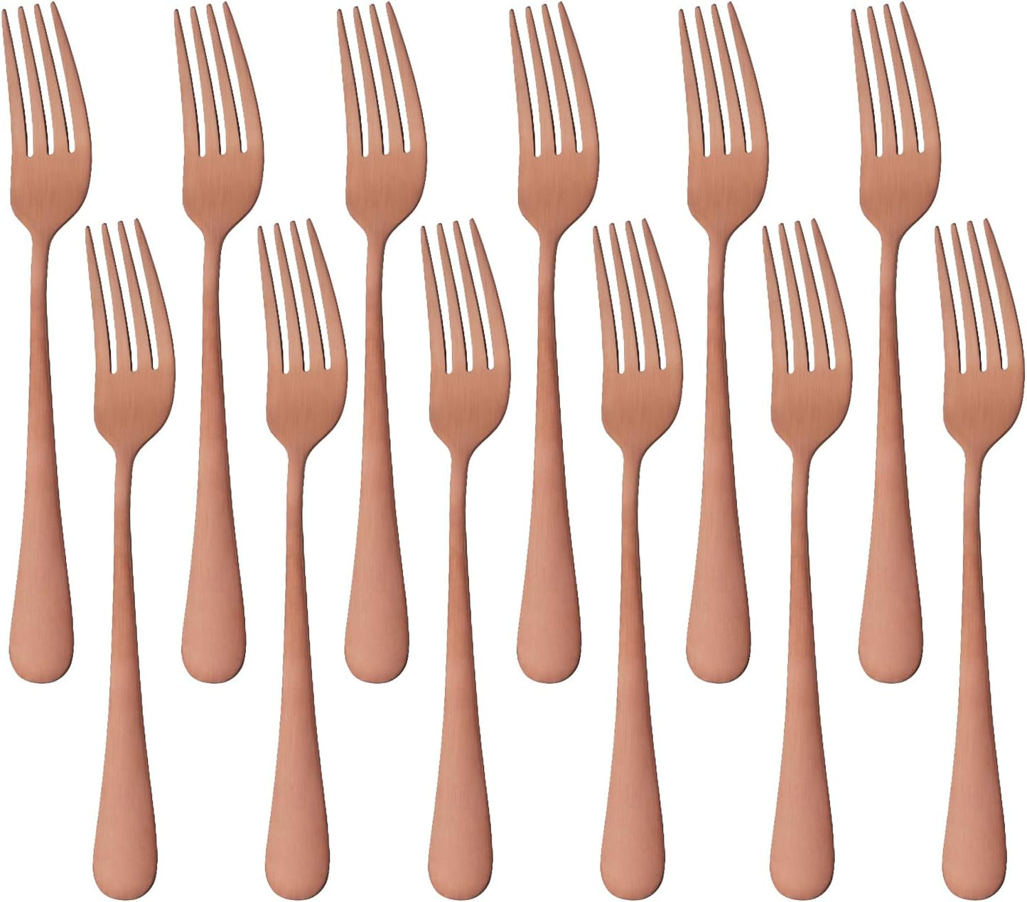 MINGYU Dinner Forks Stainless Steel Set of 12 - Rose Gold 8 Inches Food Grade Titanium Fork Silverware Set Salad Forks Flatware Sets Dishwasher Safe for Home Kitchen Restaurant
