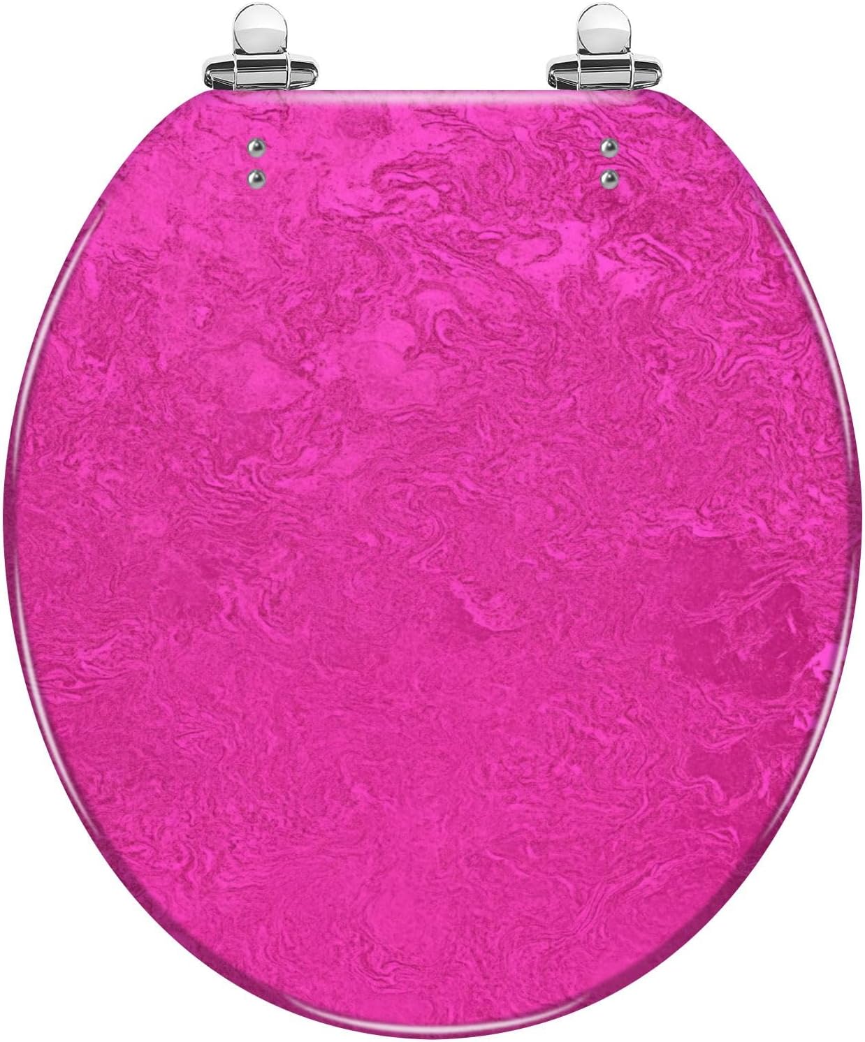 Slow Close Round Toilet Seat Concrete Texture Resin Hot Pink Grunge Magenta Purple Quick-Release Hinges Easy to Clean & Install Cover Bumpers
