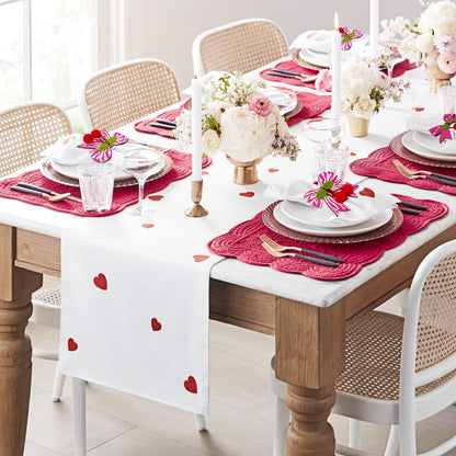 10 PCS Valentine's Day Napkin Rings Wood Pink Bow Napkin Rings Wedding Napkin Ring Holders Romantic Table Decor for Valentine's Day Anniversary Dinner Party