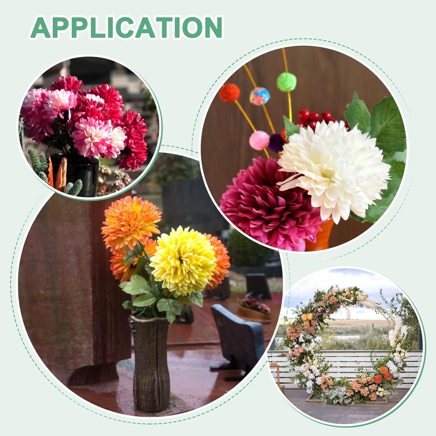 M METERXITY 30-Pack Artificial Chrysanthemum Ball Flowers,11 Inch Faux Chrysanthemum Silk Bouquets Real Touch Faux Flowers for Home/Wedding/Christmas/Party[Peach Pink]