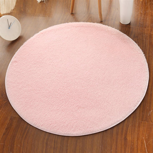 Plush Round Rug Soft Indoor Modern Area Rugs Yoga Mat for Children Bedroom Home Decor Nursery Light Pink 1.3 Feet