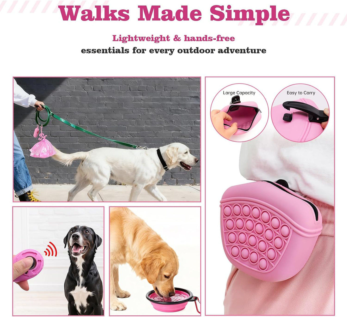 Puppy Supplies Starter Kit, Pink Puppy Essentials for Small Dogs | Bowls, toys, toothbrush, treat pouch and more in one pink puppy kit; ideal welcome home gift for small dogs and new puppies