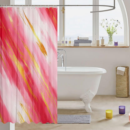 Feelyou Pink Abstract Shower Curtain for Bathroom Decor Geometric Bath Curtain Simple Modern Art Bathroom Accessories Waterproof Polyester Fabric for Stalls Bathtubs 72"x78"