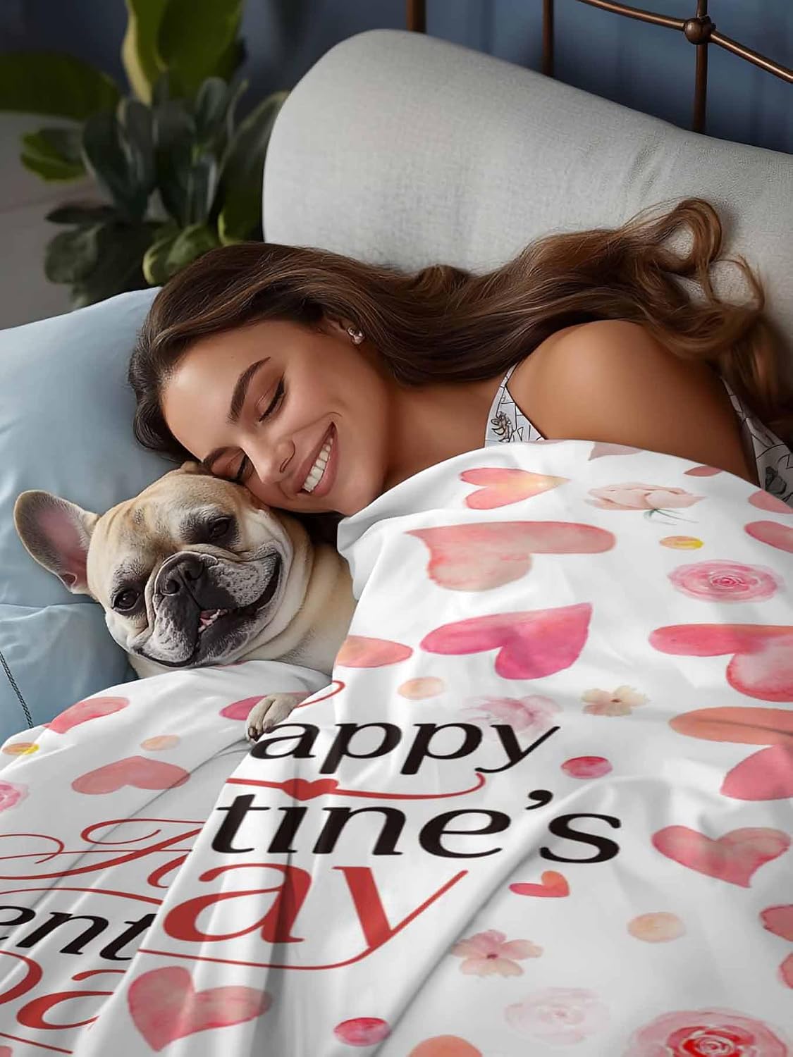 Valentine's Day Full Size Sheets - Hotel Quality Full Flat Sheet Only 1 Pack, Peach Pink Love Floral Modern Romantic Soft Bed Sheet Brushed Microfiber Bedding Top Sheets for Home Dorm