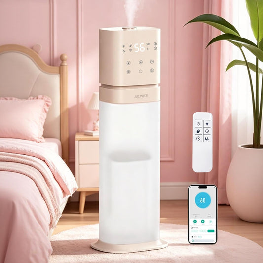 Humidifiers for Bedroom 2.1Gal/8L, Smart Humidifier for Large Room, Cool Mist Humidifiers for Home Kids Baby Plants, Top Fill Humidifier with Extension Tube, WIFI APP & Voice Control, Pink