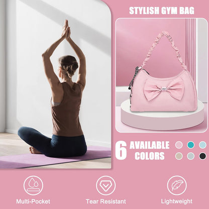 WOLT Gym Bag For Women, Yoga Mat Bag with Shoes Compartment, Wet Pocket and Water Bottle Pocket