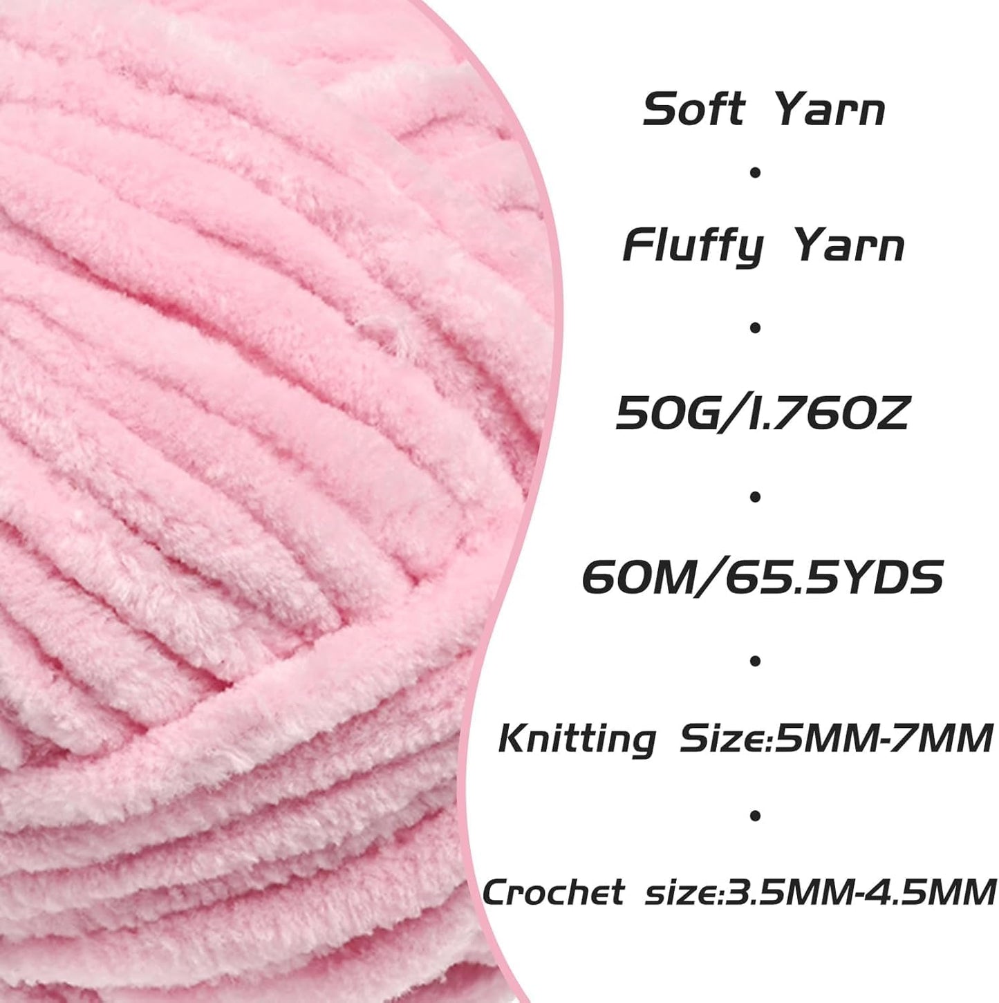 2 Pack Peach Pink Fluffy Velvet Yarn for Crocheting, Chunky Chenille Baby Blanket Yarn for Crochet, Soft Fuzzy Puzzle Yarn for Knitting, (50g/1.77oz Each) Bulky Thick Amigurumi Crochet Yarns