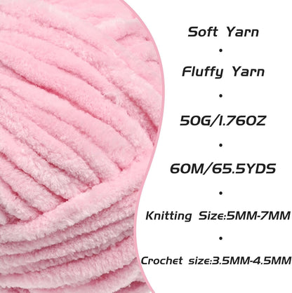 2 Pack Peach Pink Fluffy Velvet Yarn for Crocheting, Chunky Chenille Baby Blanket Yarn for Crochet, Soft Fuzzy Puzzle Yarn for Knitting, (50g/1.77oz Each) Bulky Thick Amigurumi Crochet Yarns
