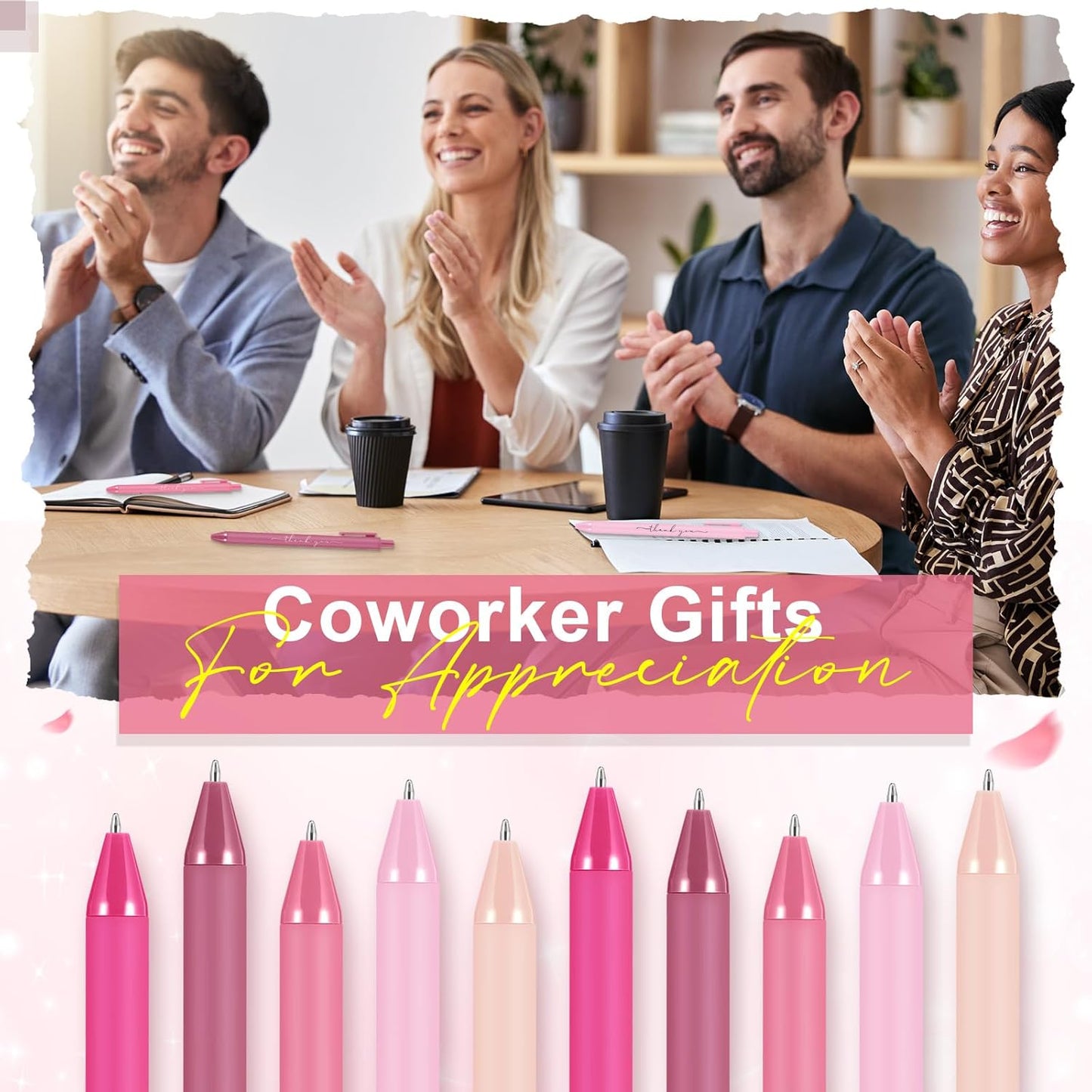 Dispowreath 50 Pcs Employee Gifts Bulk Thank You Pens Bulk Pink Candy Bridal Shower Ballpoint Pen for Women Wedding Baby Shower Server Waitress Coworker Teacher