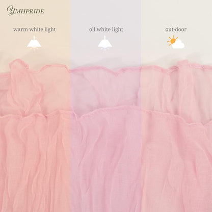 12 Pack Cheesecloth Table Runner 35 x 120 inch Long Boho Cheese Cloth Gauze Table Runners Semi Sheer Table Runner for Wedding Decor, Bridal Shower, Birthday Party (Light Pink)