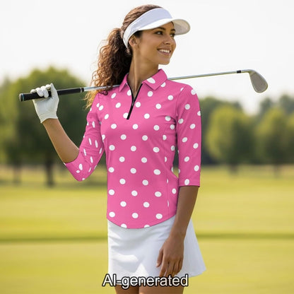 Boatee Golf Shirts for Women 3/4 Sleeve Cloth Quarter Zip Suitable for Outdoor Sports for Winter Outdoor Sports