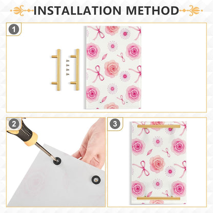 Retro Pink Rose Bow Decorative Food Tray with Handles Flat Serving Tray for Jewelry Perfume for Decorative Food bandejas para comida decorativas
