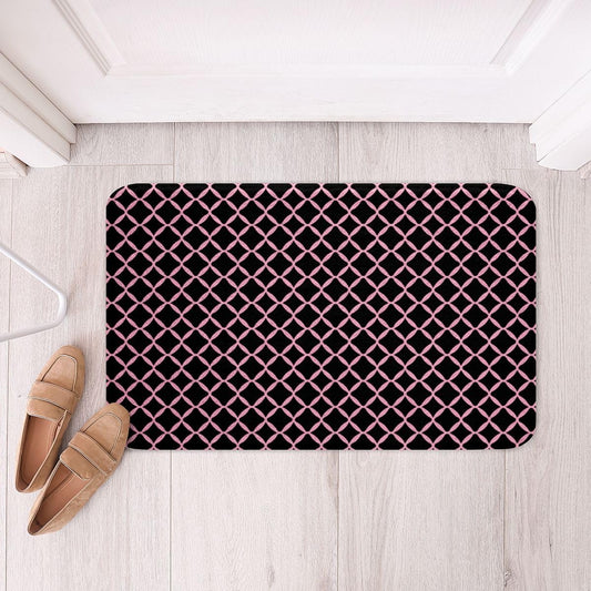 jejeloiu Pink Stripes Bathroom Rugs Abstract Geometric Bath Mats Modern Striped Art Bathroom Accessories Floor Doormats 16"x24" Soft Microfiber
