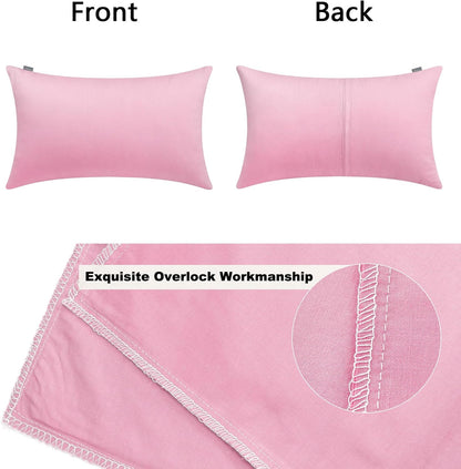 Thmyo 2 Pack Cotton Lumbar Comfortable Solid Decorative Throw Pillow Covers Rectangle Cushion Cover Sublimation Blank Pillowcase DIY Pillowcases for Sofa Couch Bed Car, 12x20inch/30x50cm
