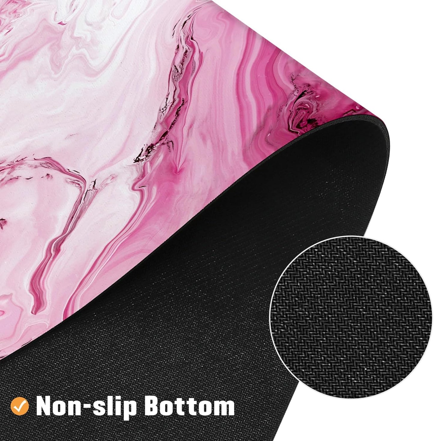 MitoVilla Pink Marble Bathroom Rug, Modern Abstract Non Slip, Absorbent Shower Floor Mat, Washable Carpet Floor Mat, 17" x 24"