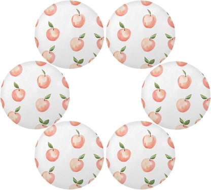 Peach Pattern Round Placemats Set of 6 for Dining Table, 15 Inch Non-Slip Washable Heat-Resistant Table Mats for Party Kitchen Dining Decoration