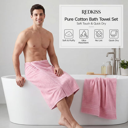 REDKISS Pink Towels Set 6 Piece Cotton Towel Sets with 2 Bath Towels, 2 Hand, 2 Washcloths, 650GSM Hotel Quality, Soft, Highly Absorbent Towels for Bathroom Gym, Ideal Everyday Use