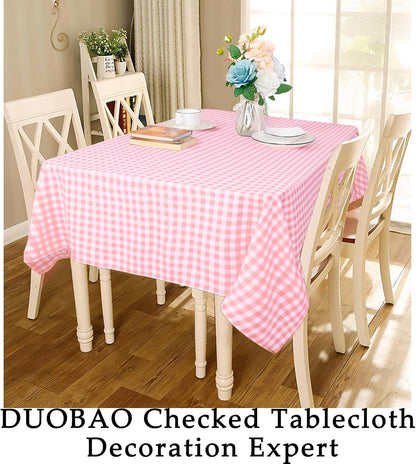DUOBAO Pink Tablecloth Square 54x54 Checkered Table Cloth Buffalo Plaid Checked Tablecloth Fabric 54-Inch Outdoor Pink and White Picnic Gingham Tablecloths for Kitchen BBQs Birthday and Parties