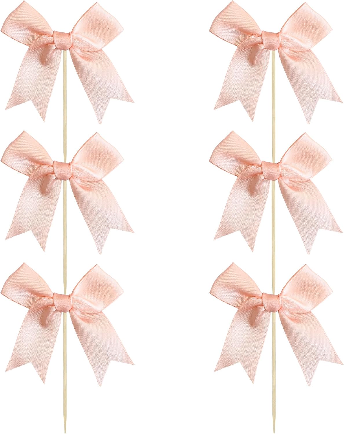 Ephlyn 24Pcs Pink Bow Cupcake Toppers Pink Bow Cake Topper Birthday Decorations, Mini Bowknot Cupcake Picks for Coquette Theme Party Decoration Bachelorette Bridal Engagement Wedding Party Peach Pink