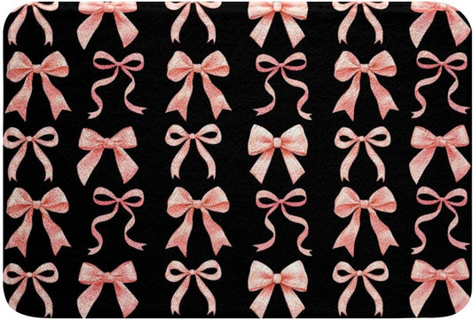 Feelyou Bow Bathroom Rugs Cute Kawaii Peach Pink Bowknot Bath Mats Dreamy Princess Bow-tie Style Bathroom Accessories Floor Doormats 20"x32" Soft Microfiber