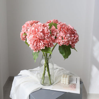 Buart 4PCS 21 inch Big Size Peach Flowers Artificial Silk Hydrangea Lifelike Dry Flowers for Outdoor Wedding, Christmas, Office, Family Party, Living Room Table Decoration