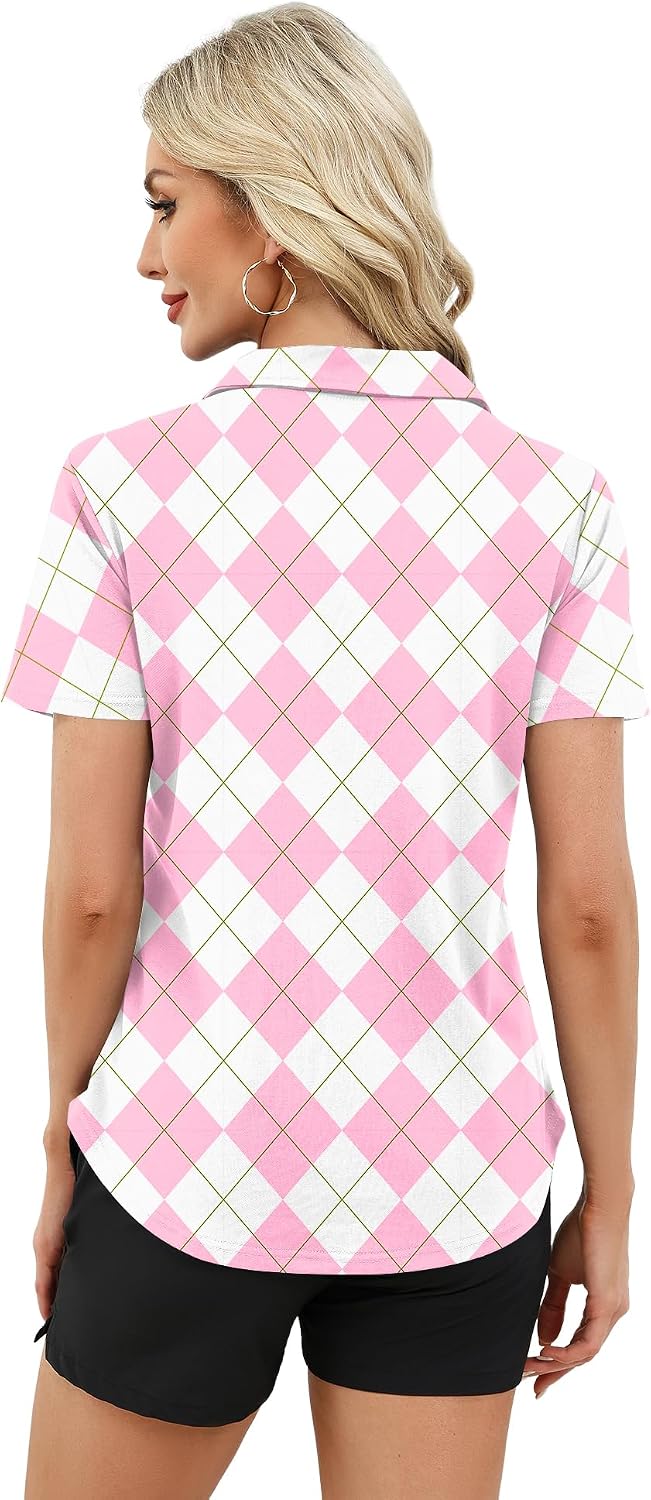LUYAA Womens Golf Shirt Summer 1/4 Zip up Polo Shirts for Women Short Sleeve Moisture Wicking Gym Workout Tops