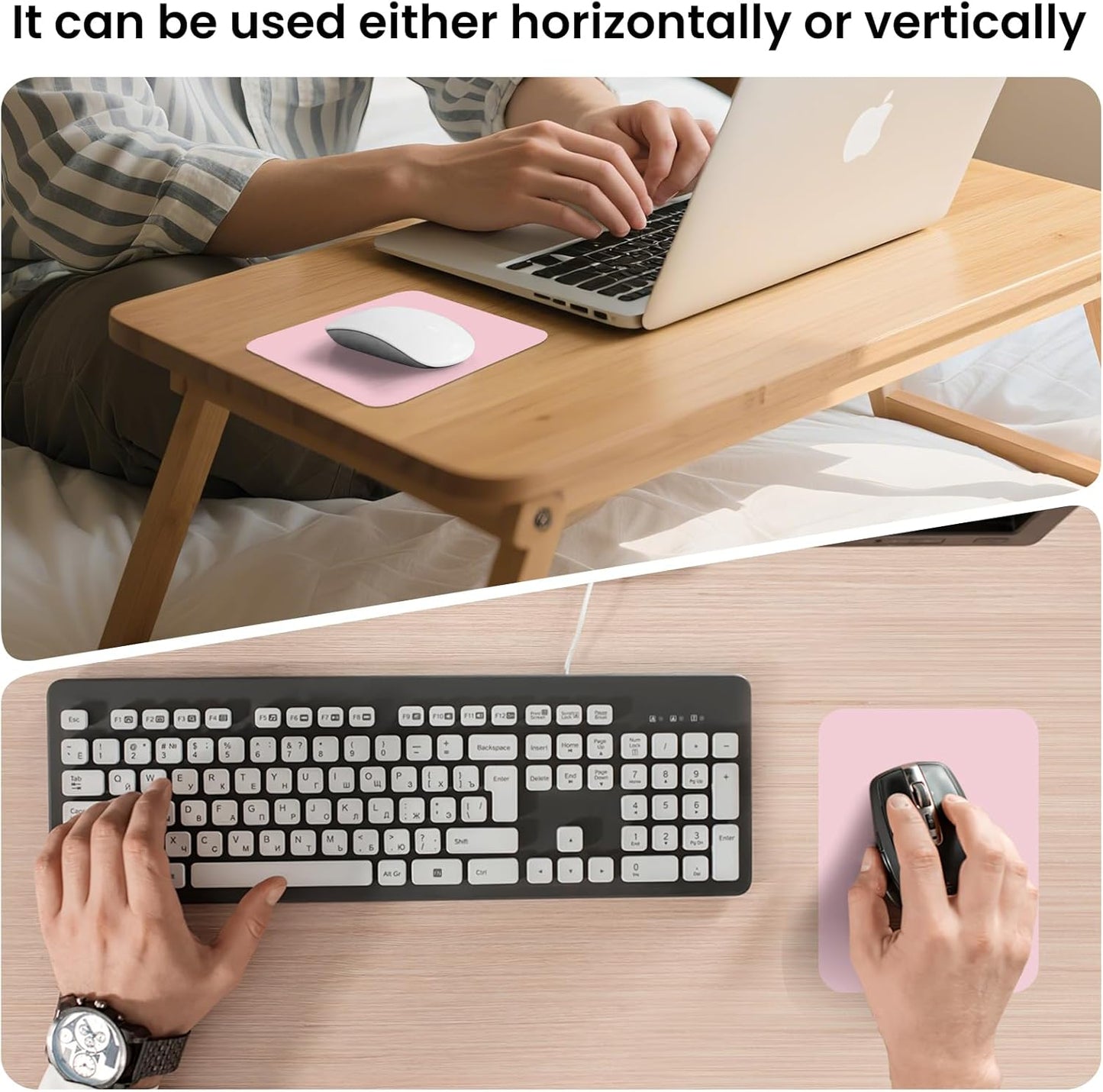 Small Mouse Pad 6 x 8 Inch, Horizontal and Vertical Flexible use. Great for Traveling, Wireless laptops, Keyboard Trays, Offices, etc. (Pink)