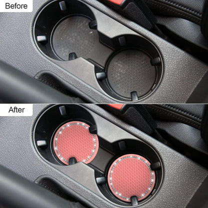 Bling Crystal Rhinestone Car Cup Holder Coaster, 2 PCS Universal Auto Accessories 2.75 Inch Anti Slip Insert Mat Pad Set, Suitable for Most Cars, Trucks, Vehicles Interior (Light Pink)