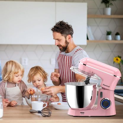 Honinst Stand Mixer, 6.5QT 10-Speed Tilt-Head Electric Stand Mixer, 3-In-1 Kitchen Mixer with Bowl, Dough Hook, Whisk and Beater, Food Mixer for Baking, Cake and Most Home Cooks, Pink