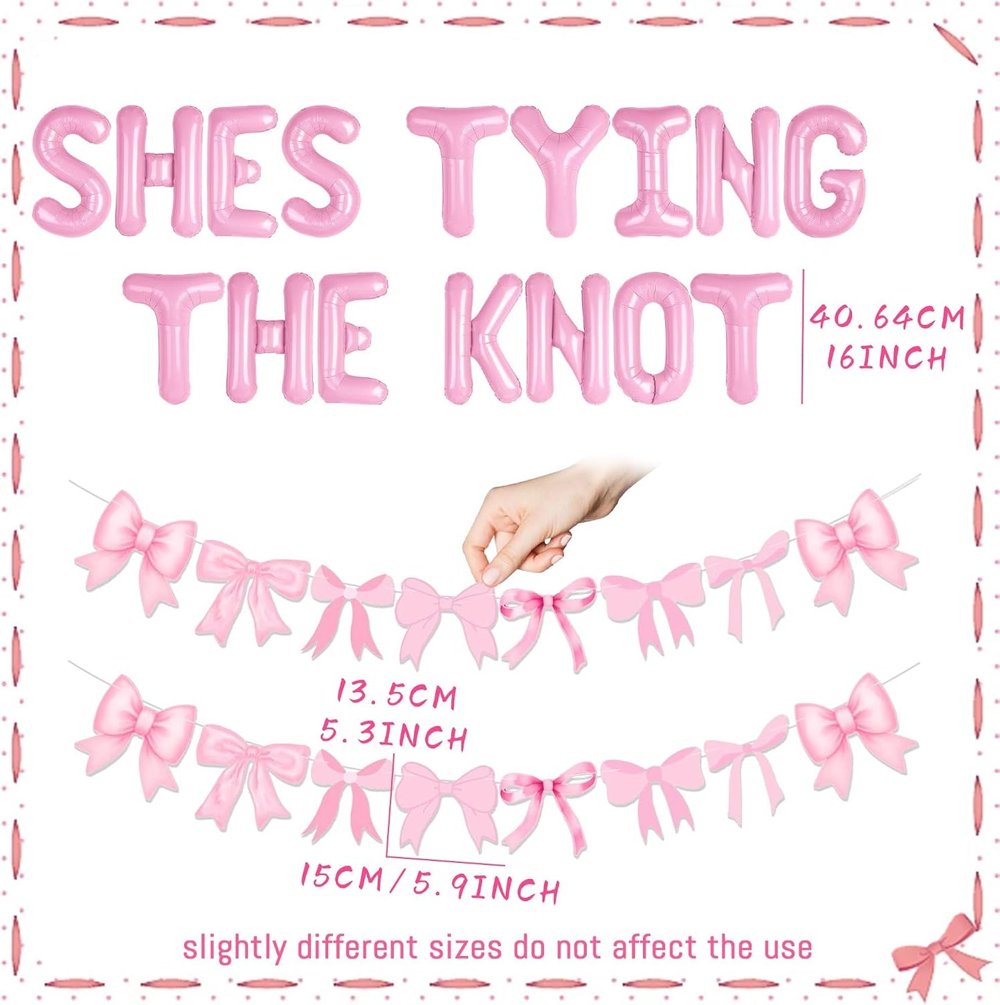 She is Tying The Knot Pink Bow Banner Balloons Decorations Tie The Knot Bridal Shower Decor Pink Bow Banner Garland Coquette Bachelorette Party Decoration