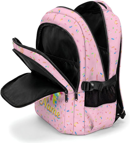 Personalized Baseball Drip Backpack for Kids Teens Custom Bookbag for Girls, Pink Baseball Backpacks for School Travel Hiking