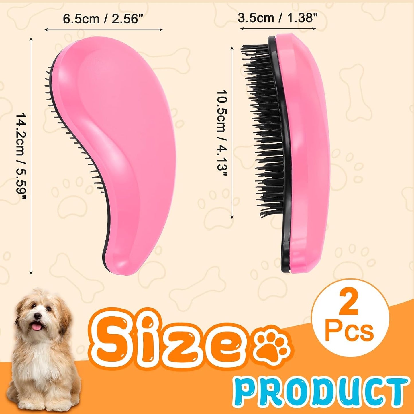 Small Dog Brushes, Grooming Brushes Puppies Hair Remover (Pink, 2 Pcs)