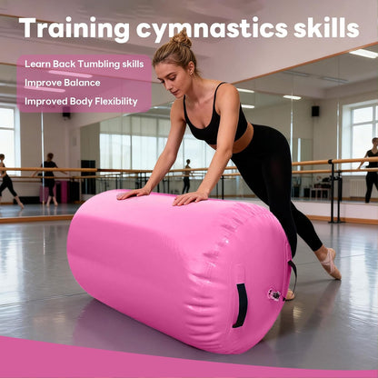 Luocute Inflatable Gymnastics Roller, PVC Back Handspring Trainer Tumbling Equipment with Manual Pump, for Indoor Outdoor Cheerleading Training 0.6x0.8m