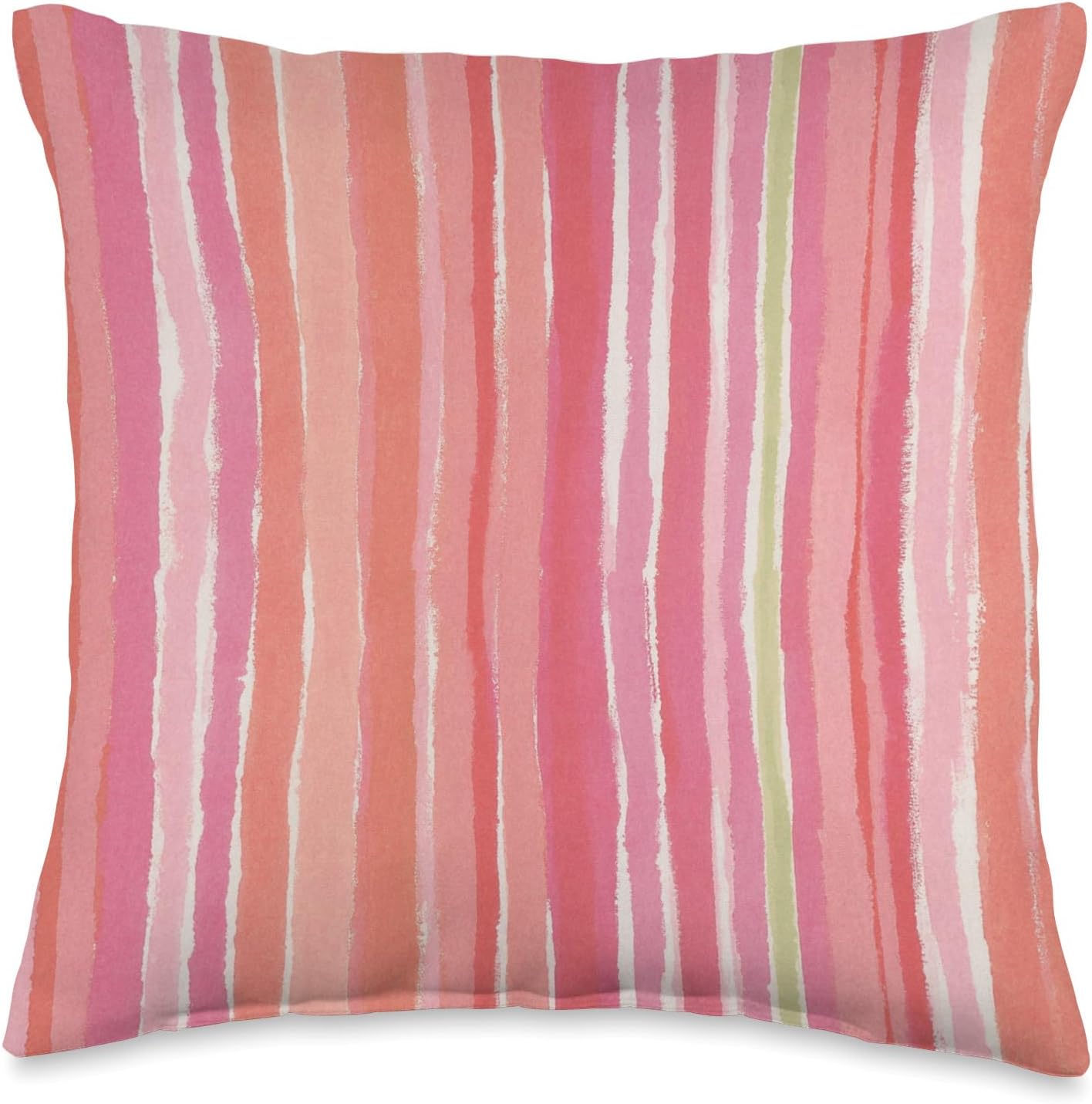 Pastel Pink Peach Vertical Stripe Pattern Cute Summer Throw Pillow