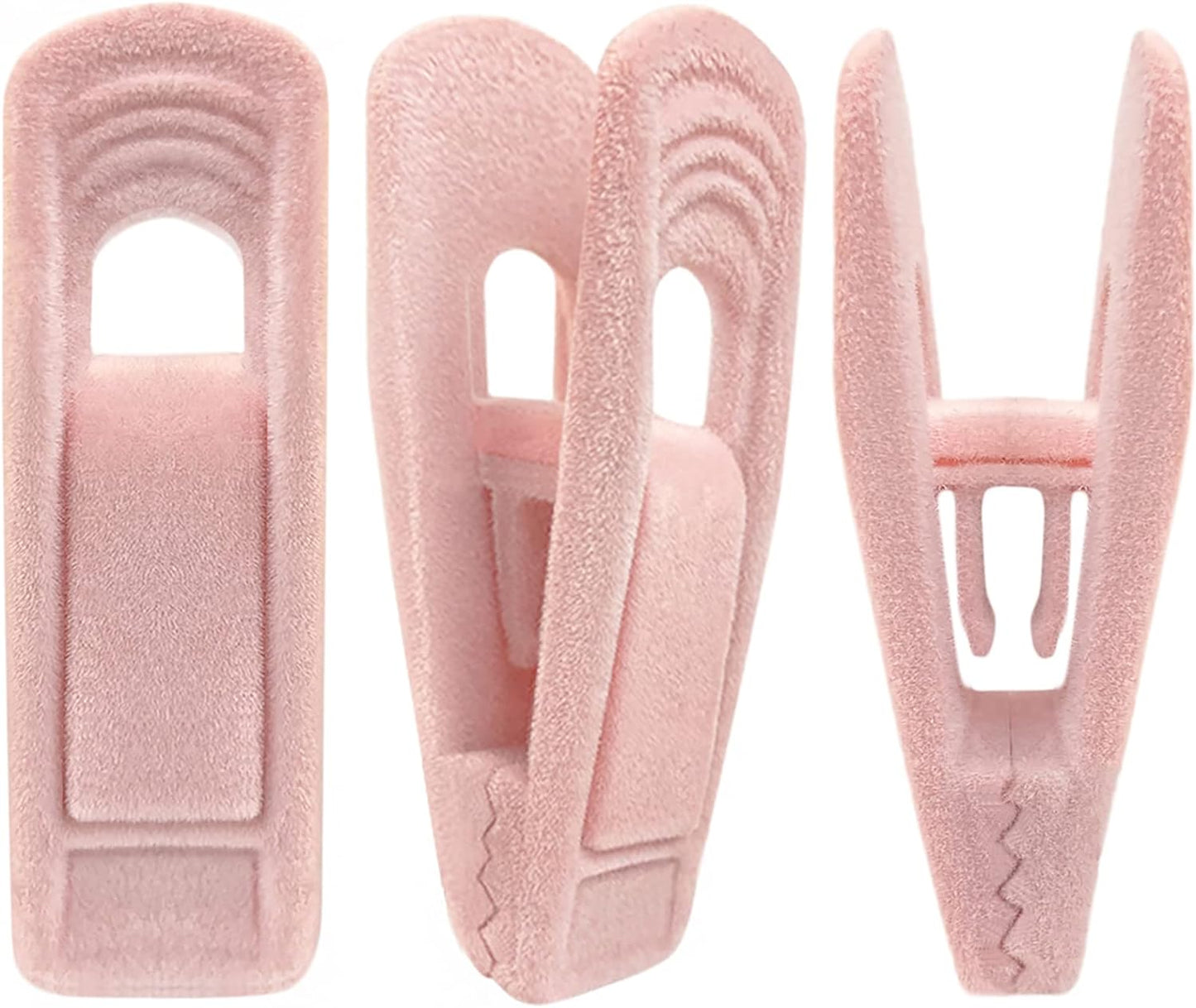 TOFIIGREM Light Pink Velvet Hangers Clips 20 PCS, Non-Slip Velvet Clip for Pant Skirt Velvet Hangers, Strong Flocking Hangers Clips