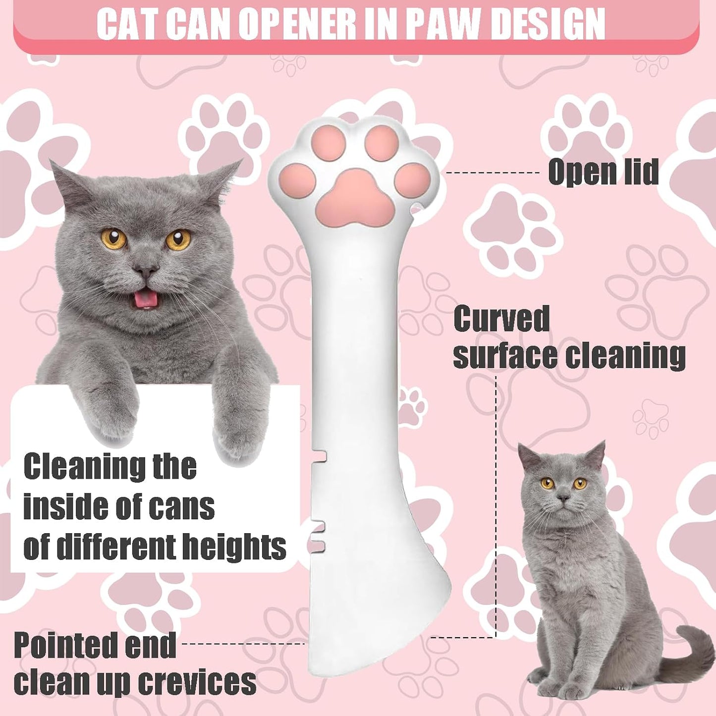 5 Pcs Pet Food Can Supplies Set - Dog and Cat Food Lid, Can Opener, Spoons for Wet Food (Pink)