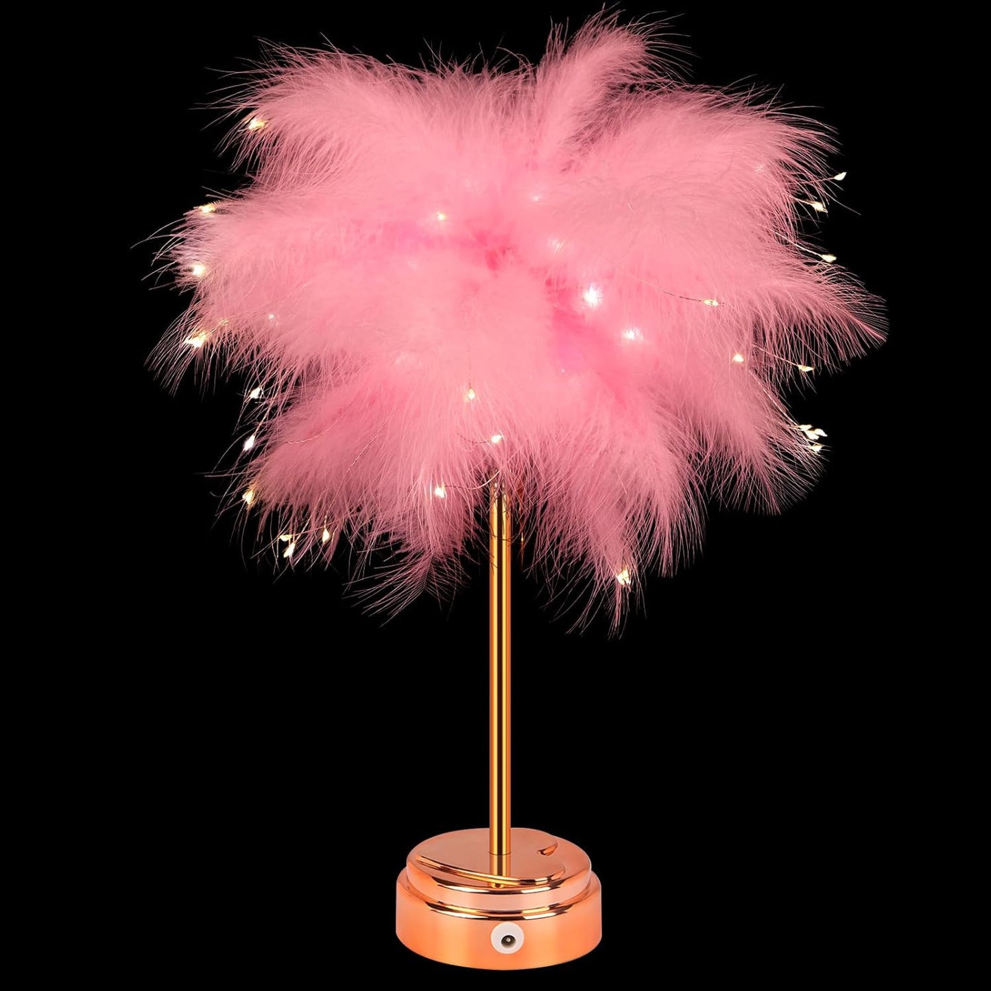 BDUSXYZ Pink Feather Lamp - LED Atmosphere Feather Night Lights Bedside Lamps for Mother, Girlfriend Home Girl Room Wedding Decoration (2PCS)