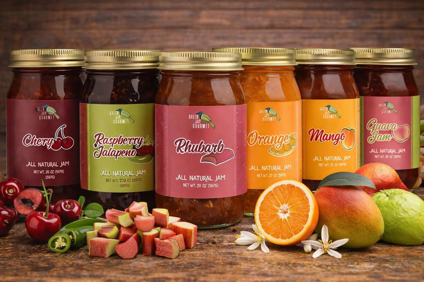 Green Jay Gourmet Peach Habanero Jam – Sweet & Smooth All Natural Fruit Preserve & Spread – Handcrafted Small Batch Gourmet Jam for Cheese Boards, Glazes & Appetizers – 20 Ounces