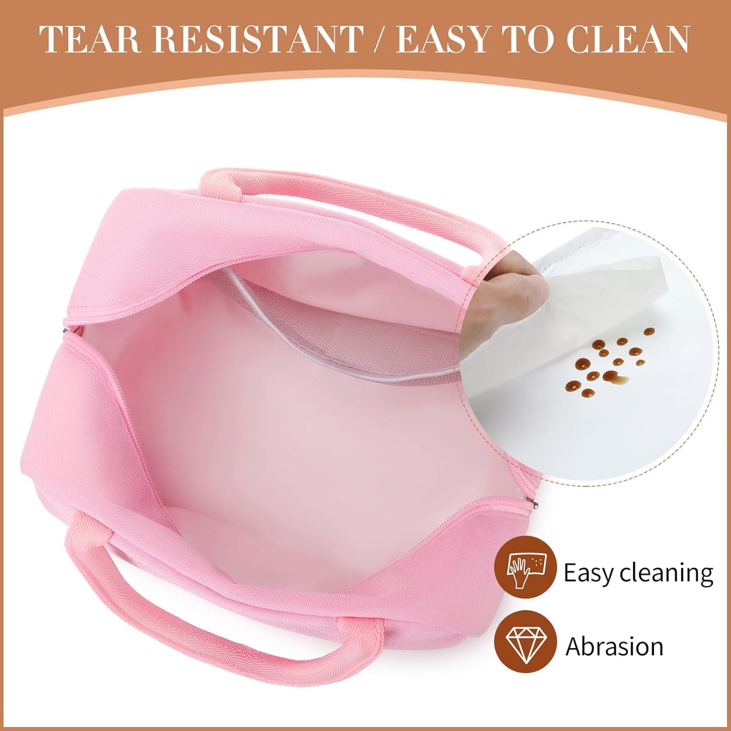Insulated Lunch Bag for Women Men Adults Lunch Tote with Front Pocket Lunch Box Container Cooler Bag for Work Picnic (Pink)