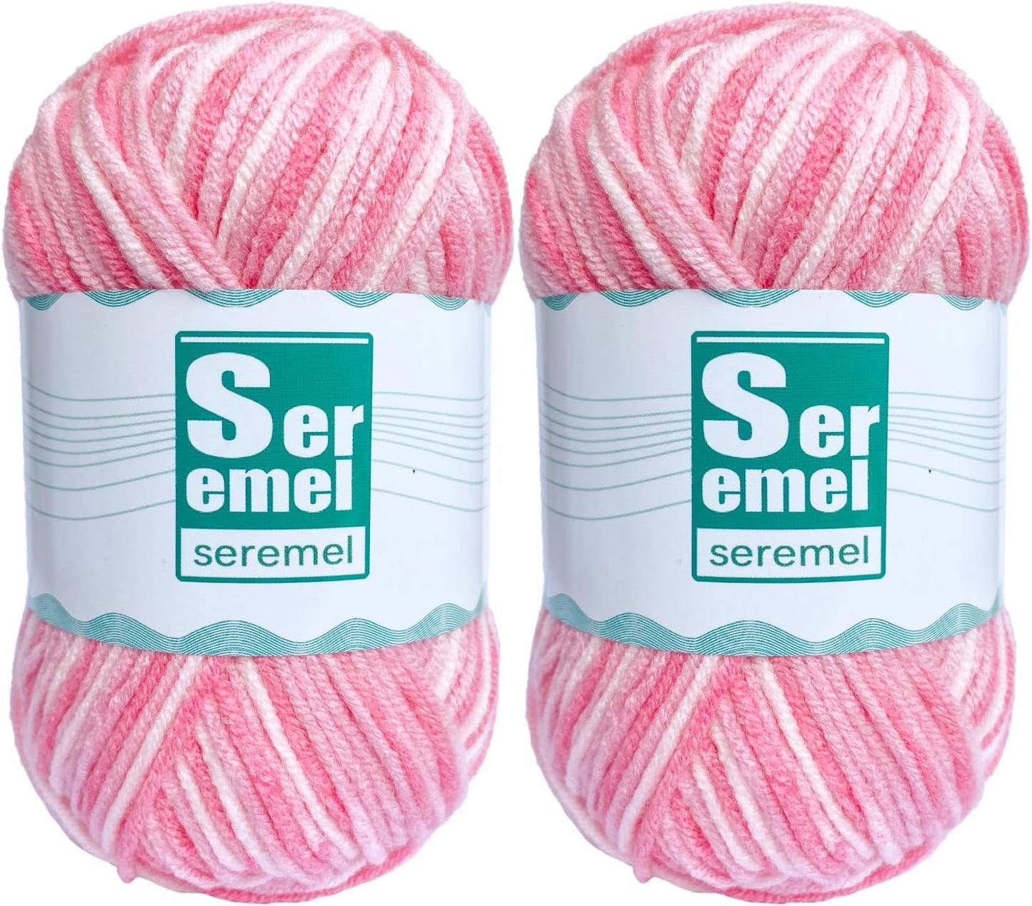 2 Pcs （2 * 48g/2 * 142yards） Crochet/Knitting Rainbow Yarn,Multicolor Variegated 100% Acrylic Yarn,Crochet Yarn for Beginners,Soft Yarn for Crocheting Blanket (Pink White Flower)