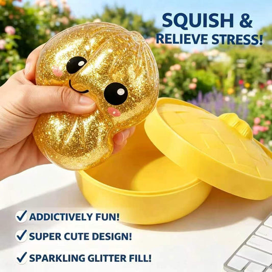 Mystery Dumpling Squishies Box,Stress Relief Fidget for Adults & Teens Stocking Stuffers Gift Soft Squeeze Stress Balls. (Pink Glitter)
