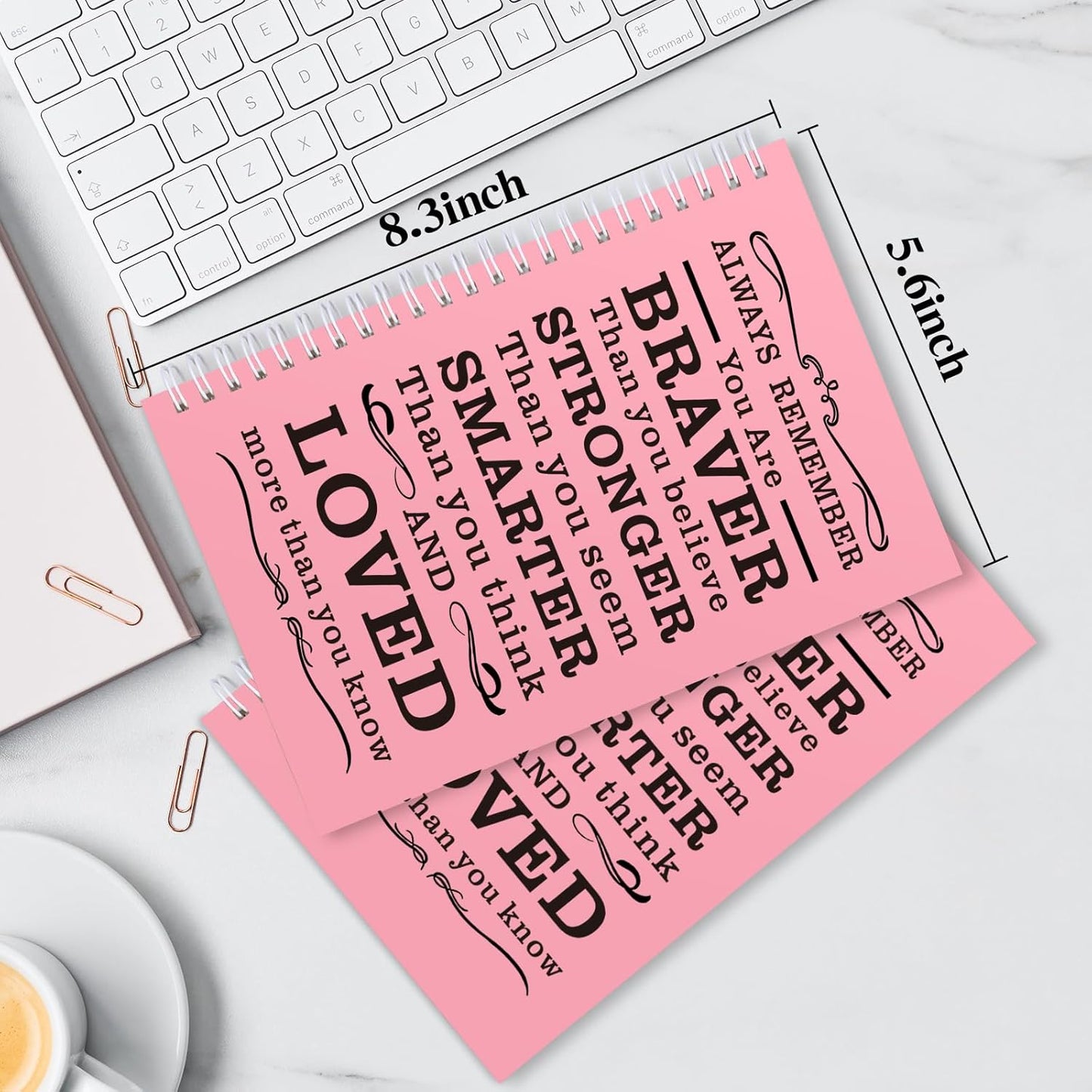 JOHSBYD Spiral Notebook Journal, 2 Pcs Hardcover Spiral Notebooks,College Ruled Hardcover Notebook for Work,A5 Notebooks for Work School Note taking, Lined Journal for Women (2Pcs Always-Pink)