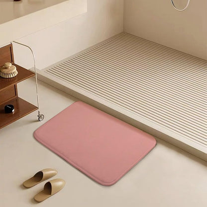 Chic Soft Pink Pale Pastel Solid Modern Bathroom Rugs, Non Slip & Absorbent Bath Mat Carpets for Bathroom, Entryway or Sink 16" x 24"