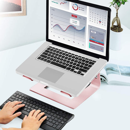 Orionstar Ergonomic Laptop Stand, Premium 5mm Aluminum Riser for 10-15.6 Inch Notebook Computer, Tool-Free Detachable Elevator Holder for Desk Office, Sturdy Riser for Eye-Level Neck Relief (Pink)