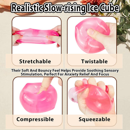 Ice Cube Squishy Stress Ball,1.98"*1.98" Medium Squishy Cube Fidget Toy, Ice Cube Pieces Silent Nice Square Shape Anxiety Sensory Squishy Fidget Toy Slow Rise, Classroom Prizes, Calming Kids(Pink)