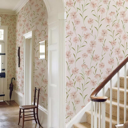 JiffDiff Floral Wallpaper Peel and Stick Pink Daisy Wall Paper Summer Flowers Nursey Room Self Adhesive Contact Paper Stick on Wall Decor for Bedroom Cabinets Bathroom(118" X 17.3", Pink Floral)