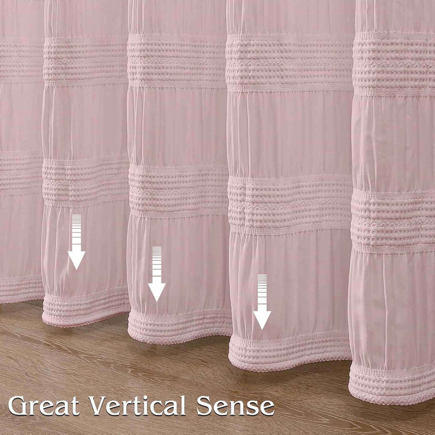 OWENIE Blush Shower Curtain, Farmhouse Rustic Striped Textured Fabric Shower Curtain for Bathroom, Hotel Style, Machine Washable, Blush, 72x72 inch