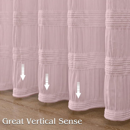 OWENIE Blush Shower Curtain, Farmhouse Rustic Striped Textured Fabric Shower Curtain for Bathroom, Hotel Style, Machine Washable, Blush, 72x72 inch